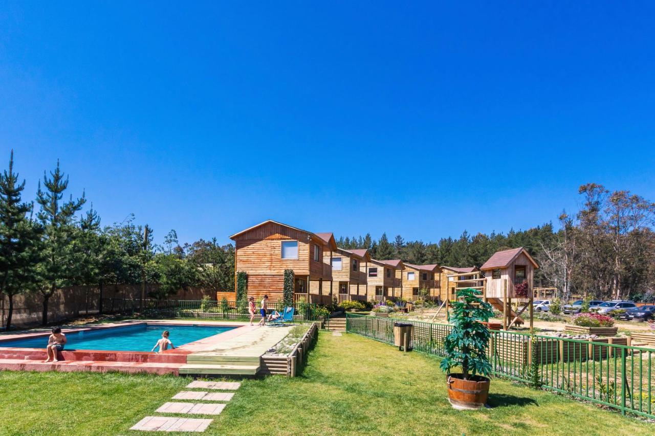 Cabana En Tunquen Con Parrilla, Fogon, Piscina Y Bosque Bagian luar foto