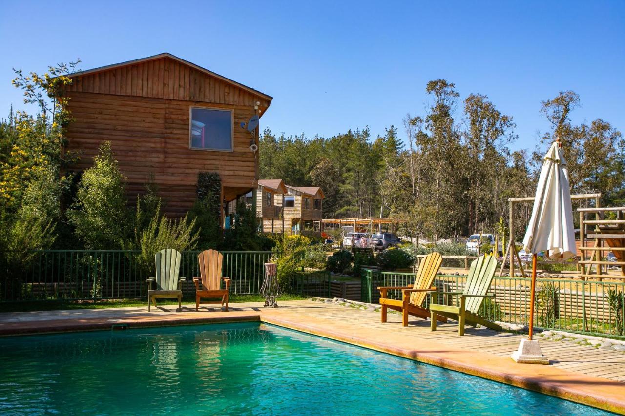 Cabana En Tunquen Con Parrilla, Fogon, Piscina Y Bosque Bagian luar foto