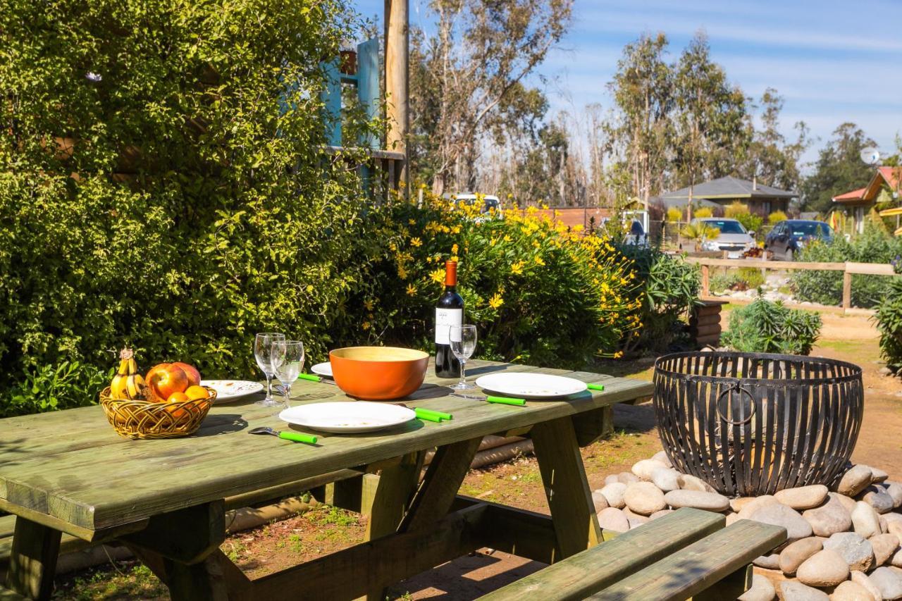 Cabana En Tunquen Con Parrilla, Fogon, Piscina Y Bosque Bagian luar foto